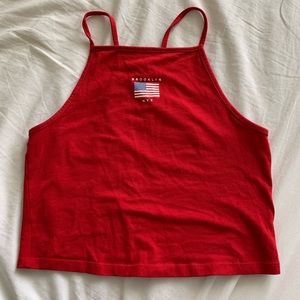 Red cropped tank top
